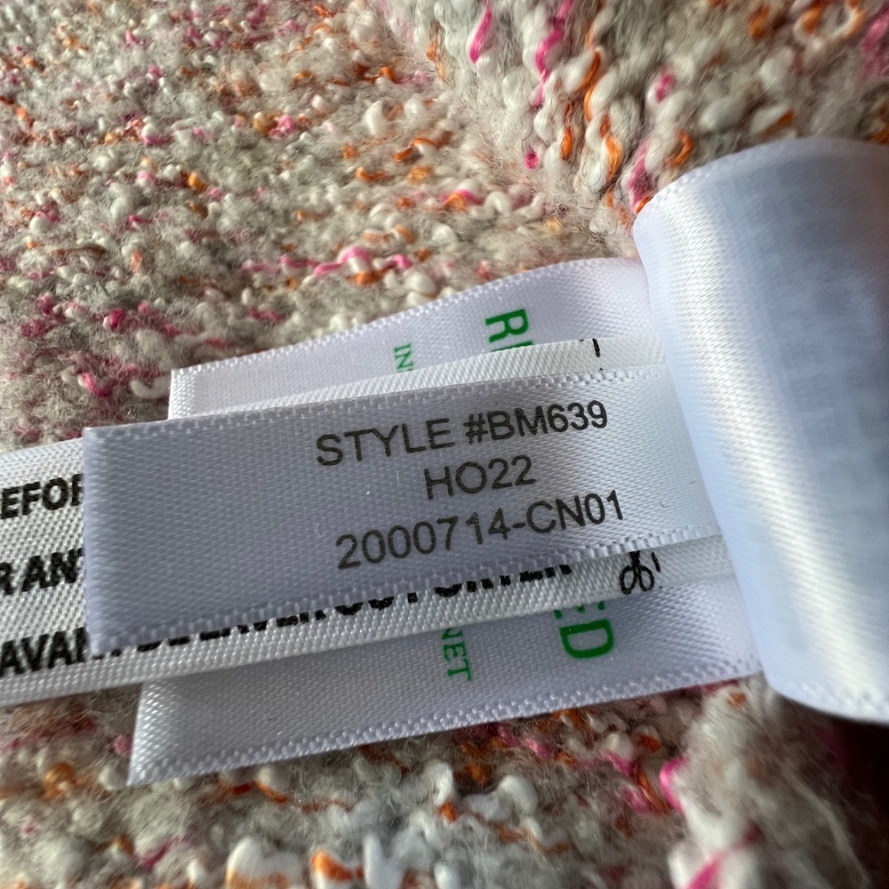 J. Crew Pink Bouclé Cardigan with Cream & Peach Trim - Picture 7 of 10
